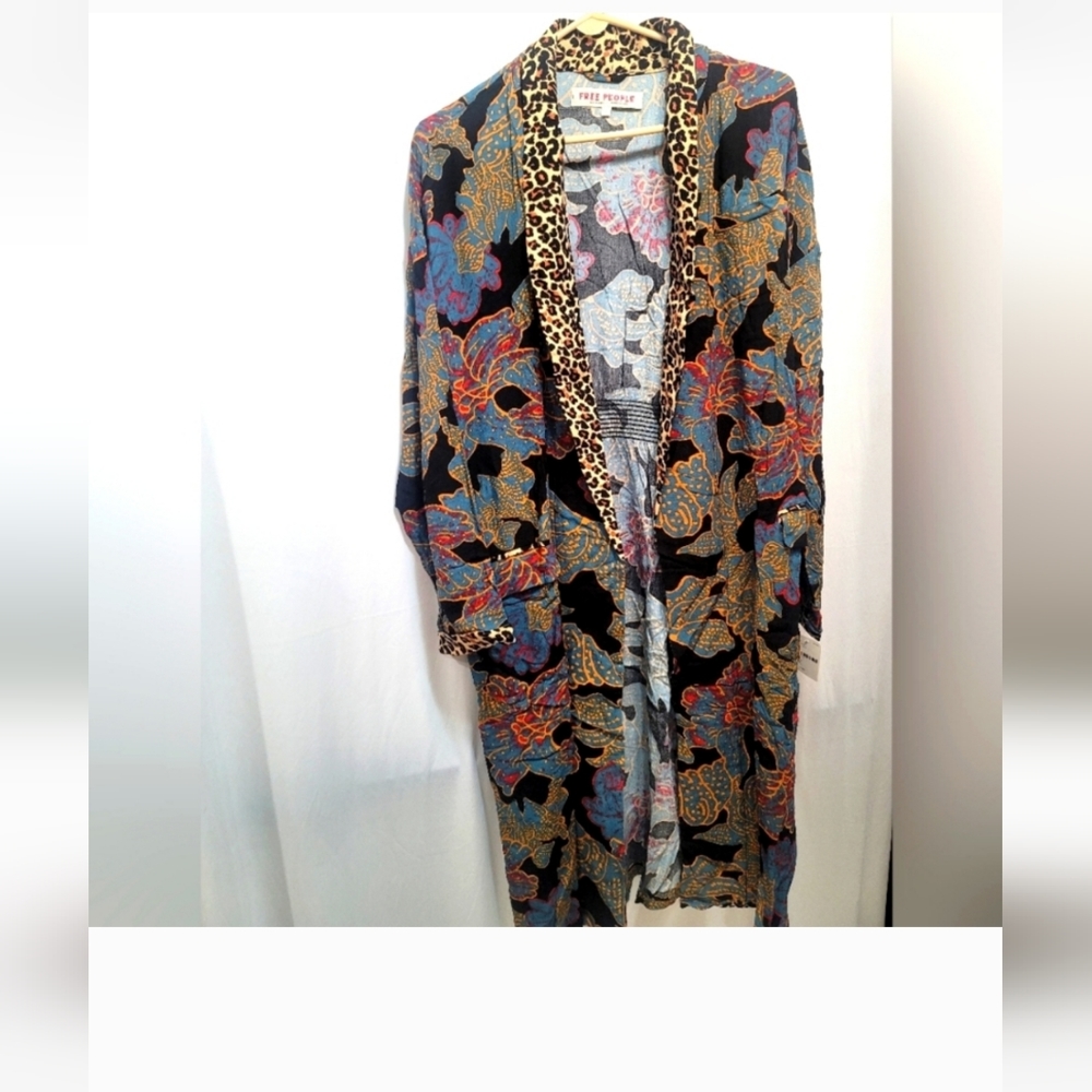 Free People multi color leopard print kimono
